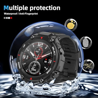 3 Pack Screen Protector for Amazfit T-Rex 3, 9H Tempered Glass, HD Clear, Bubble-Free, Scratch Resistant, Case Friendly, Easy Install - size: for Amazfit T-Rex 3