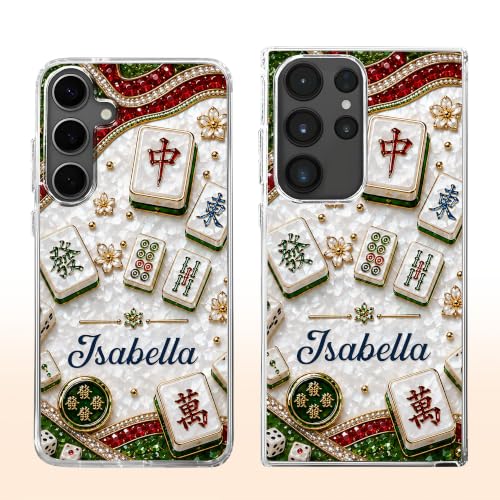 Mahjong Social Club, Personalized Clear Phone Case, Gift for Mahjong Lovers Custom Smartphone Cover Cute Tile Game Player Accessories Women Men Game Night Protective Slim Bumper Shell