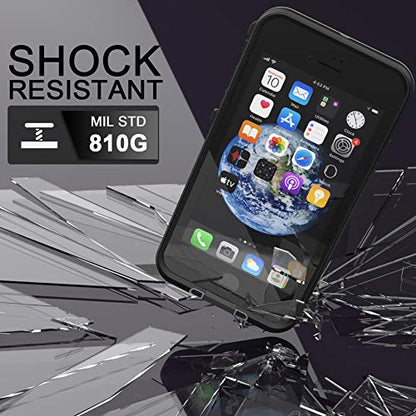 Diverbox for iPhone SE 2020 Waterproof Case iPhone 8 Waterproof Case,Waterproof Shockproof IP68 Full-Body Sturdy Case Built-in Screen Protector for Full Sealed Cover 4.7 in (Black) - color: Black