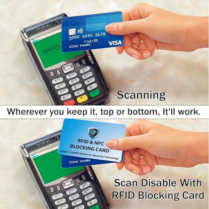 SaiTech IT 5 Pack RFID Blocking Card for Credit Debit ID Card, Sky Blue | Slim Anti-Theft Contactless NFC RFID Blocker Protector, Easily Fit into Wallet and Purse, for Men & Women - color: Sky Blue