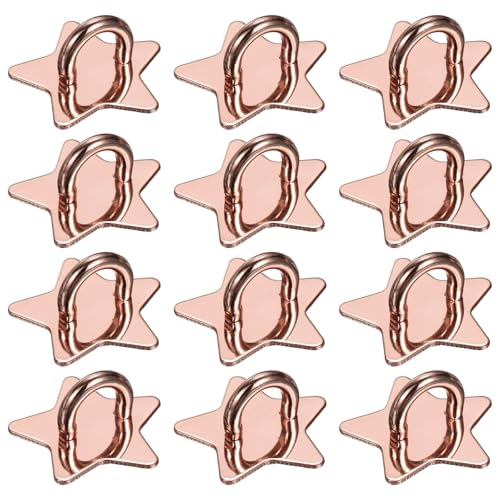 PATIKIL Metal Phone Charm Hook 1", 12Pcs Adhesive Star Shaped Phone Finger Grip Hook Smartphones Keychain Ring Charm Loop for DIY Tablet Case Accessories, Rose Gold - color: Rose Gold