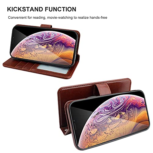 Bocasal Detachable Wallet Case Card Holder for iPhone Xs Max, Brown - color: Brown