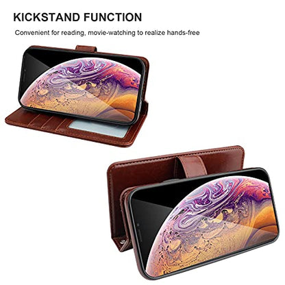 Bocasal Detachable Wallet Case Card Holder for iPhone Xs Max, Brown - color: Brown