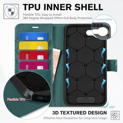 TUCCH Case Wallet for iPhone 17e/16e (6.1"), RFID Blocking Folio, Teal Blue | 4 Card Holders, Kickstand, PU Leather, Magnetic Closure, Shockproof TPU Shell, Protective Flip Cover - color: Textured Teal Blue