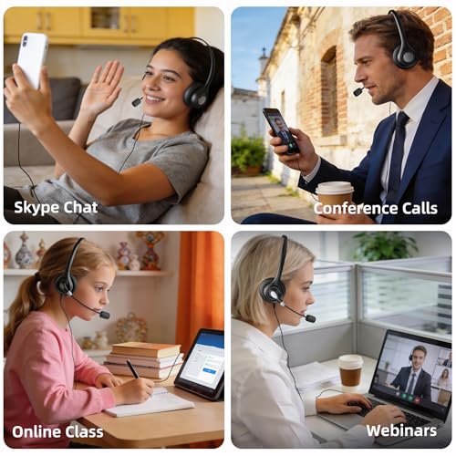 Arama Cell Phone Headset with Mic, 3.5mm Wired, USB-C Adapter