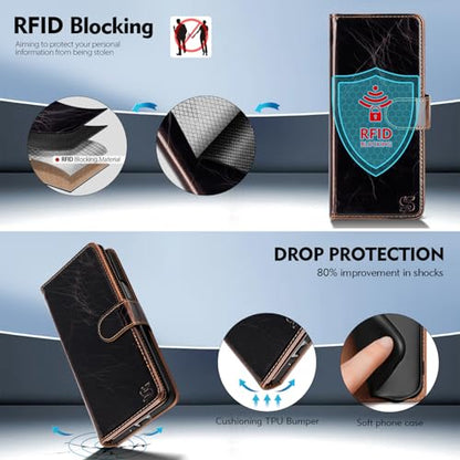 Shieldtop Compatible with Samsung Galaxy Z Fold 3 Wallet Case with Card Holder,Women Man RFID Blocking PU Leather Flip Shockproof Protective Cover Credit Card Holder Slots Kickstand,Coffee - color: Coffee, size: Samsung Galaxy Z Fold 3