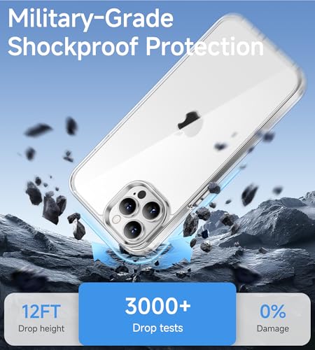 USLAI Case for iPhone 12 Pro Max, Anti-Yellowing, Crystal Clear Back, Shockproof & Military‑Grade Drop Protection - Transparent - color: Clear, size: iPhone 12 Pro Max