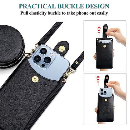Peacocktion Small Crossbody Cell Phone Purse for Women, Lightweight Mini Small Crossbody Bags for Women with Card Slots - color: 13-black
