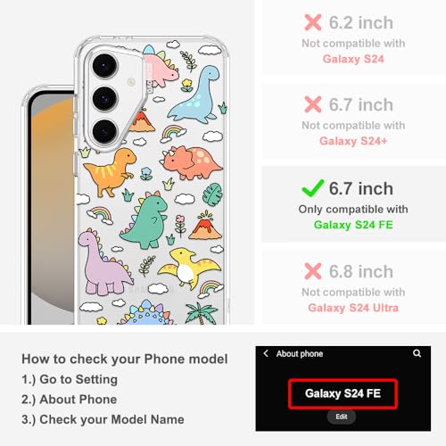 MOSNOVO Case for Samsung Galaxy S24 FE, [Buffertech 6.6ft Military-Grade Drop Protection] [Anti Peel Off Tech] Clear TPU Bumper Phone Case Cover Design - Dinosaur Land - color: Clear - Dinosaur Land, size: Samsung Galaxy S24 FE