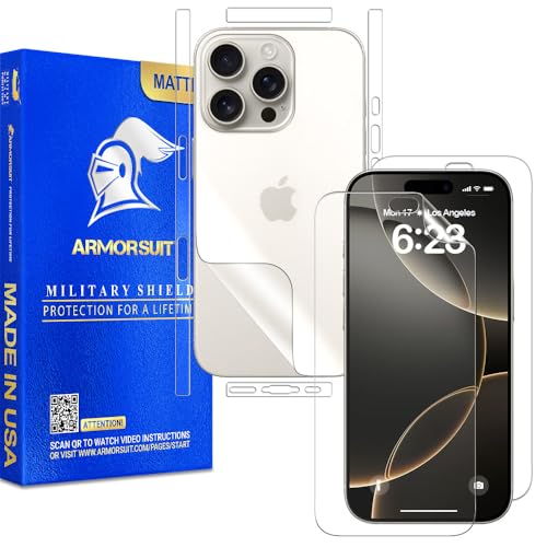 ArmorSuit 2+2 Pack Paper-Feel Texture Full Body Skin + Screen Protector for iPhone 16 Pro MilitaryShield Matte Film - Made in the USA