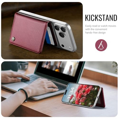 for Magsafe Magnetic Phone Wallet Card Holder, Elegant Wine Red - color: Elegant Wine Red