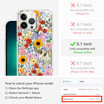 MOSNOVO Case for iPhone 13 Pro, [Compatible with Magsafe] [Buffertech 6.6ft Military-Grade Drop Protection] [Anti Peel Off Tech] Clear Phone Case Design - Blossom & Bloom - color: Blossom & Bloom, size: iPhone 13 Pro