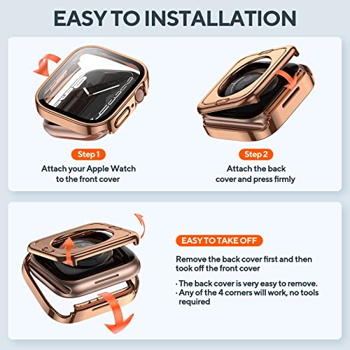 2-Pack Waterproof Case for 41mm Apple Watch Series 9/8/7 - color: Black/Rose Gold, size: 41mm (Series 9/8/7)