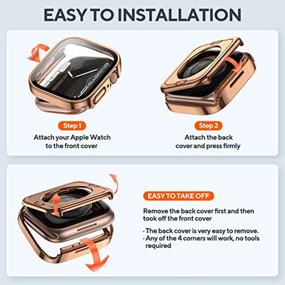 2-Pack Waterproof Case for 41mm Apple Watch Series 9/8/7 - color: Black/Rose Gold, size: 41mm (Series 9/8/7)