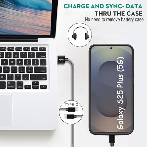 Battery Case for Galaxy S25 Plus, 12000mAh High Capacity Portable Rechargeable Protective Case Support Wireless Charging Compatible with Galaxy S25 Plus (6.7 inch) Extended Battery Charger Cover-Black - size: Galaxy S25 Plus