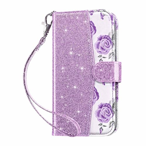 ULAK Compatible with iPhone 15 Pro Wallet Case with Card Holder, Purple | Flip PU Leather Kickstand RFID Blocking Design Cover Wrist Strap Shockproof Phone Case for iPhone 15 Pro 6.1 inch - color: Purple, size: iPhone 15 Pro - 6.1 inch