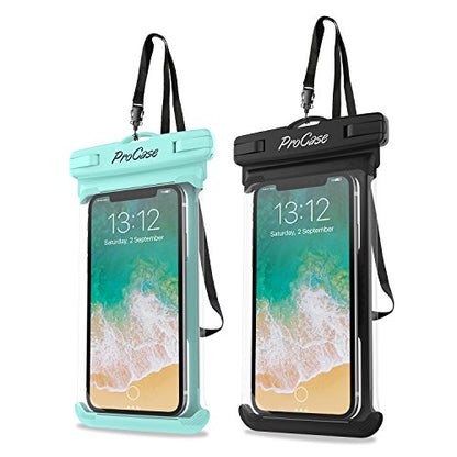 ProCase 2 Pack Waterproof Phone Pouch, Underwater Phone Case Up to 7", Dry Bag for iPhone 17 Air 16 15 14 13 Pro Plus Max, Galaxy S24 S23 S22 Ultra Pixel, Beach Essentials -Green & Black - color: Green/Black