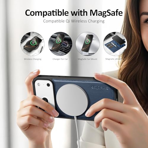 Shieldtop Compatible with MagSafe iPhone 17 Pro Wallet Case,Blue | 2 in 1 Detachable Magnetic,Credit Card Holder Slots,RFID Blocking,PU Leather,Kickstand,Flip Folio Phone Cover for Men & Women - color: Blue, size: iPhone 17 Pro - 6.3"