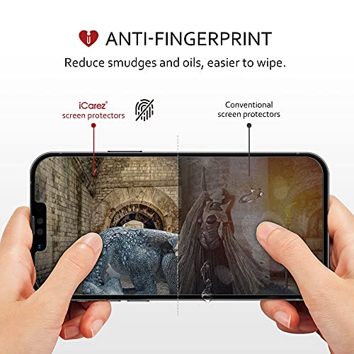 iCarez HD Anti Glare Matte Screen Protector for iPhone 17e / iPhone 16e / iPhone 14 / iPhone 13 /iPhone 13 Pro 6.1-Inches [3 Pack] (Case Friendly) Premium No Bubble Easy to Apply with Hinge Installation