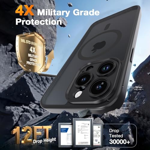 Magnetic Case for iPhone 13 Pro 6.1-Inch, [Compatible with Magsafe][Full Camera Protection] Ultra Slim Translucent Matte Shockproof Protection Phone Cover-Black - color: Black, size: iPhone 13 Pro