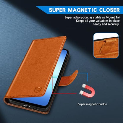 ZZXX for Samsung Galaxy A17 5G Wallet Case with [RFID Blocking] Card Slot Kickstand Magnetic Closure PU Leather Flip Fold Protective Phone Case for Samsung Galaxy A17(Brown-6.7 inch) - color: Brown