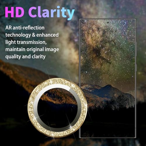 Camera Lens Protector for Samsung Galaxy S25 Ultra, Glitter Gold - color: Glitter Gold