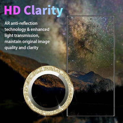 Camera Lens Protector for Samsung Galaxy S25 Ultra, Glitter Gold - color: Glitter Gold