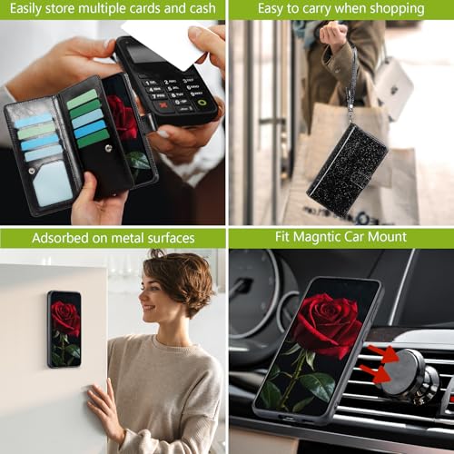 Varikke for Samsung Galaxy S25 Wallet Case Magnetic Detachable, Black - color: Black, size: Galaxy S25 6.2"