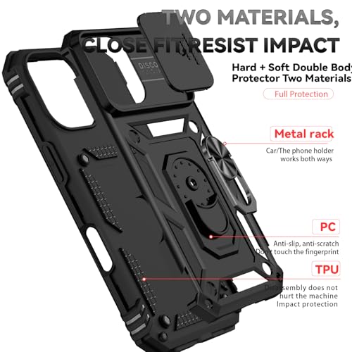 for iPhone 17 Case, with Slide Camera Cover HD Screen Protector [Military Grade 16ft. Drop Tested] Ring Holder Kickstand Protective Phone Case for Apple iPhone 17, Black - color: Black w/ Slide Camera 2nd gen. Military Grade
