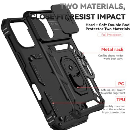 for iPhone 17 Case, with Slide Camera Cover HD Screen Protector [Military Grade 16ft. Drop Tested] Ring Holder Kickstand Protective Phone Case for Apple iPhone 17, Black - color: Black w/ Slide Camera 2nd gen. Military Grade