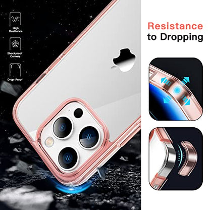 JETech Case for iPhone 14 Pro, Anti-Yellowing, Rose Gold | Shockproof Protection, Scratch Resistant Hard PC Back, Durable Transparent TPU Bumper - color: Rose Gold, size: iPhone 14 Pro