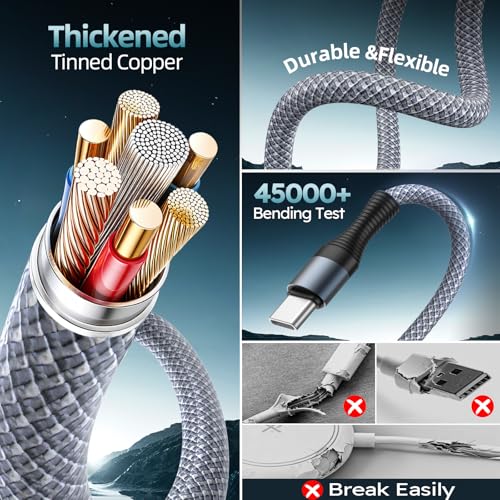Cruise Essentials 2026,3 in 2 Multi Charging Cable for iPhone Watch Charger - color: Heather Gray&White, size: AC to C+L+iWatch