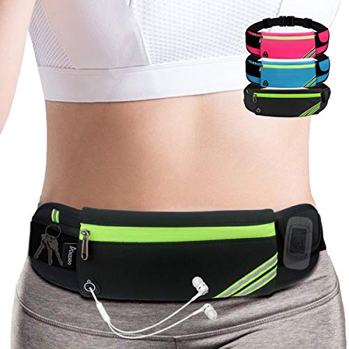 AIKENDO Slim Running Belt Fanny Pack Phone Holder Money Belt Women and Men - color: Black