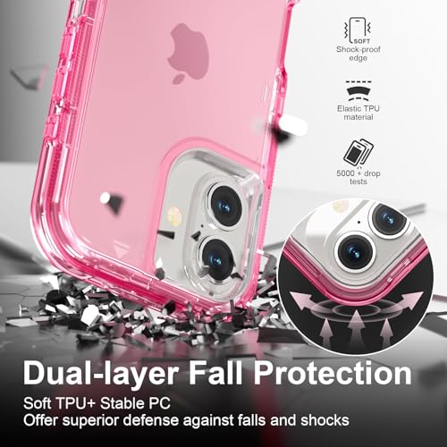 Follaroma for iPhone 16 Plus Case, Shockproof, Crystal Pink | Heavy Duty Shockproof Protection Phone Cases, Anti-Drop, Dual Layer Transparent Rugged Protective Cover, 6.7 inch - color: Pink, size: iPhone 16 Plus 6.7‘’