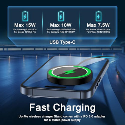 Magnetic Wireless Charger for Samsung Fast Charging Pad for Samsung Galaxy S26 Ultra S25 Ultra S25 FE Plus S24 Google Pixel 10 Pro Fold 10A 9A 9 Pro XL Fold, Wireless Magnet Charging Stand Charge Mat