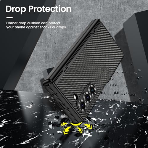 VEGO for Samsung Galaxy Z Fold 6 Case with Privacy Screen Protector - color: Carbon Fiber