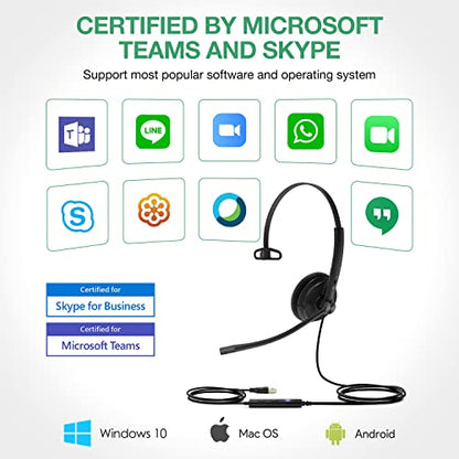 Yealink UH34 Lite Wired Headset,USB-A, Noise Canceling Mic,in-Line Controls