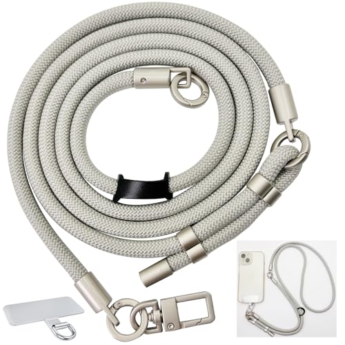 DAOSUN Phone Lanyard CellPhone Strap Crossbody, 3 in 1 Detachable Anti Theft Phone Cross Body Strap - color: Gray-8mm Paracord
