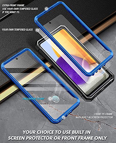 Poetic Spartan Case for Samsung Galaxy A72, Built-in Screen Protector Work with Fingerprint ID, Full Body Rugged Shockproof Protective Cover Case with Kickstand, Metallic Cobalt Blue - color: Metallic Cobalt Blue