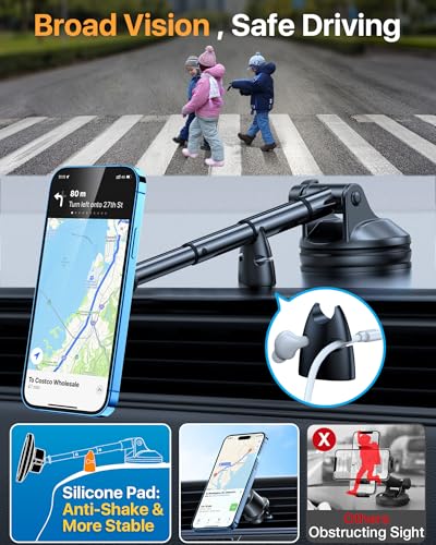 HTU【Military-Grade 85LBS Strongest Suction Upgraded for Magsafe Car Mount - color: Dark Grey