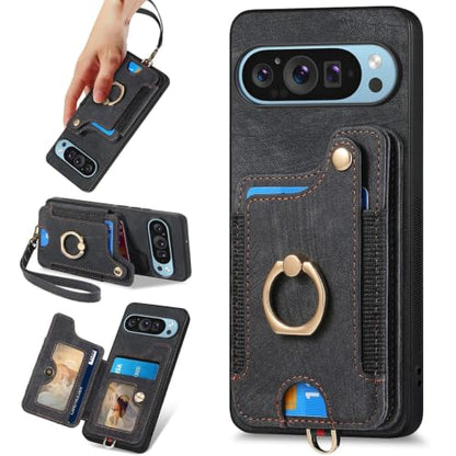 for Google Pixel 11 Pro Phone Case Wallet Card Holder,PU Leather Flip Folio Case,RFID Blocking Ring Holder Kickstand Wrist Strap Magnetic Protective Women Men Cover Black - color: Black, size: Pixel 11 Pro