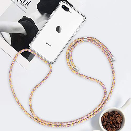 for iPhone 7 Plus Case Clear Hanging Adjustable Neck Lanyard Crossbody Phone Cover for iPhone 8 Plus Women Girls Soft Slim Protective Strap Mobile Case for iPhone 7/8 Plus 5.5 Inch - Rainbow - size: iPhone 7 Plus, iPhone 8 Plus