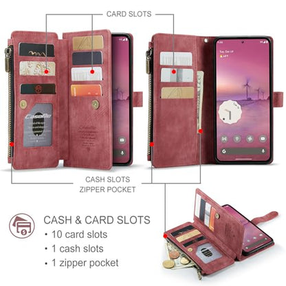 Google Pixel 10 Pro XL 5G Wallet Case with Card Holder,Red - color: Red, size: Pixel 10 Pro XL 6.8 Inch