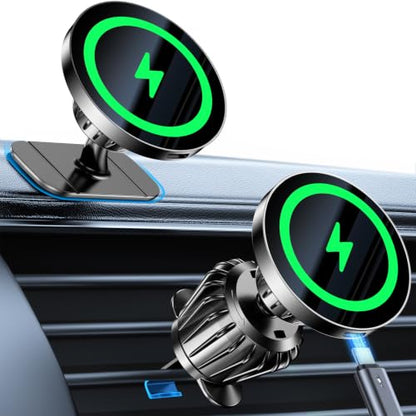 Kaistyle for MagSafe Car Mount Charger【Stronger Magnets】 15W Magnetic Wireless Car Charger Phone Holders for Your Car Accessories for Women Men Car Mount for iPhone 18 Pro Max 17 16 15 14 13 12
