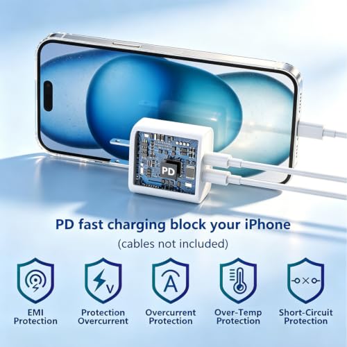 Dual USB C Charger Block for Apple Watch 11 10 iWatch iPhone iPad AirPods - color: White, size: 2-C 20W x1