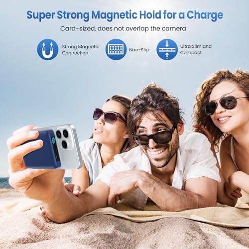 Magnetic Portable Charger 10800mah for Magsafe Battery Pack, Wireless Power Bank with USB C in&out PD Fast Charging,Travel Essential Phone Battery Charger For iPhone 17/16/15/14/13/12 Series-Dark Blue - color: Dark Blue