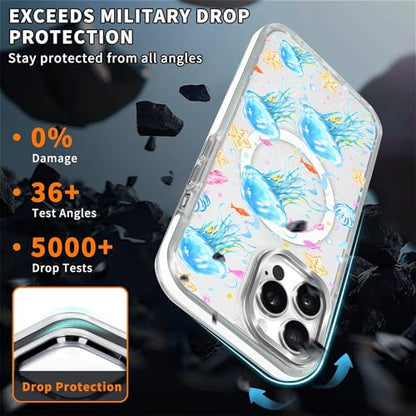 VisEnt Clear Case for iPhone 14 Pro Max, Magnetic Phone Case, Transparent Slim Cover, Military Grade Protection, Shockproof, Anti-Yellowing, Scratch Resistant, Blue Jellyfish Ocean - color: Blue Jellyfish Ocean, size: Iphone 14 Pro Max
