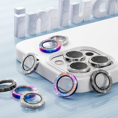 imluckies for iPhone 16 Pro - iPhone 16 Pro Max Camera Lens Protector, AR+AF Tempered Glass, 9H Ultra-Tough Metal Individual Lens Cover, HD Clear Camera Accessories - Glitter Natural Titanium - color: Glitter Natural Titanium