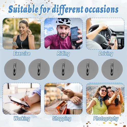 10 PCS Phone Charm Hook, Adhesive Metal Round Cell Phone Finger Ring Holder, Cute Phones Grip Loop Stand Universal Charms Holder for Cell Phones Case Tablet DIY Hanging Accessories (Black)