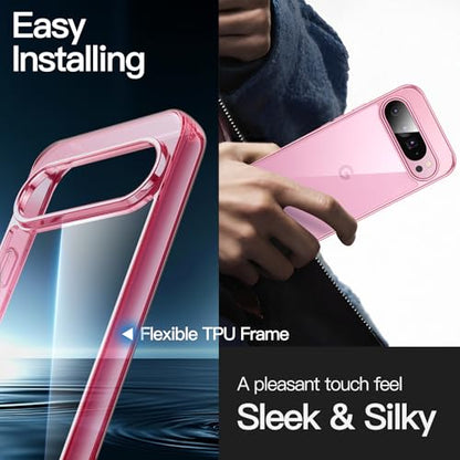 JETech Case for Google Pixel 9/9 Pro, Anti-Yellowing, Quartz Rose | Shockproof Protection, Scratch Resistant Hard PC Back, Durable Transparent TPU Bumper - color: Quartz Rose, size: Pixel 9/9 Pro